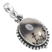 925 Sterling Silver Pendant Natural Dendrite Opal Handmade Jewelry
