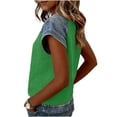 thumbnail image 6 of Womens Short Sleeve Waffle Knit Top Denim Trim, Raglan Sleeve Summer Round Neck Tees Casual Layered Look T-Shirts for Daily Wear Soft Jean Inspired 2026 Fashion, 6 of 8