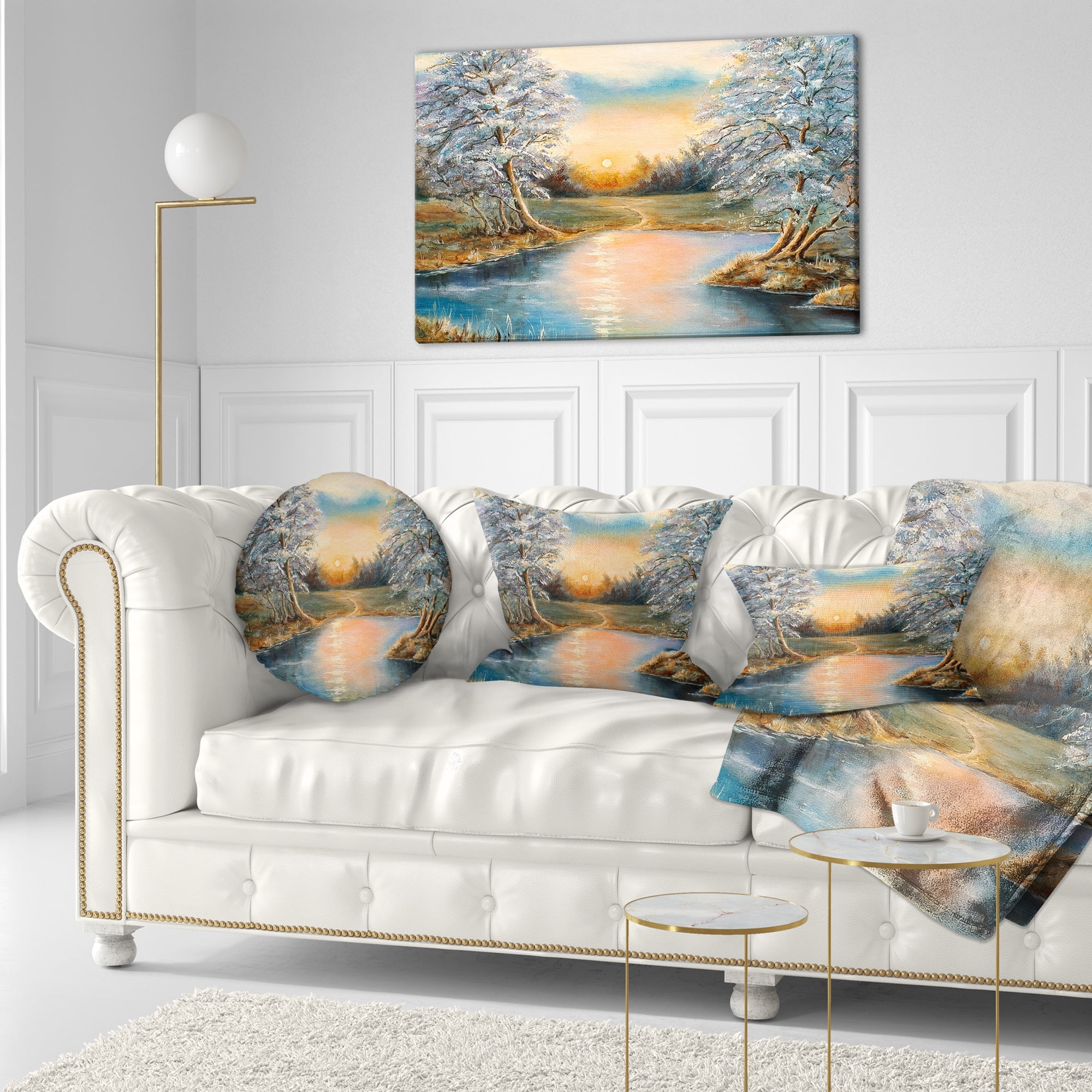 Designart Birches in Autumn Wood - Landscape Printed Throw Pillow - 12x20
