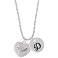 thumbnail image 1 of Delight Jewelry Silvertone Big Sister Rock on AB Crystal Heart Silvertone Script Initial Disc - D - Charm Necklace, 20"+3", 1 of 4