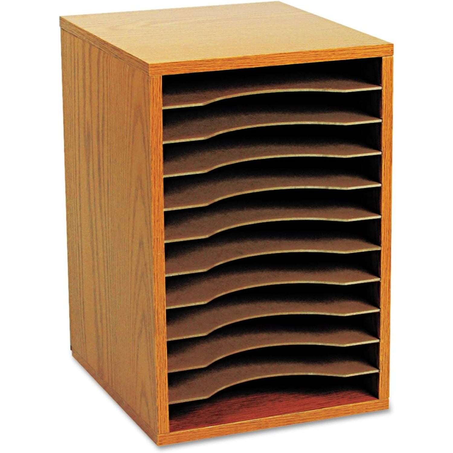 Oak Vertical Desktop Organizer with 11 Compartments
