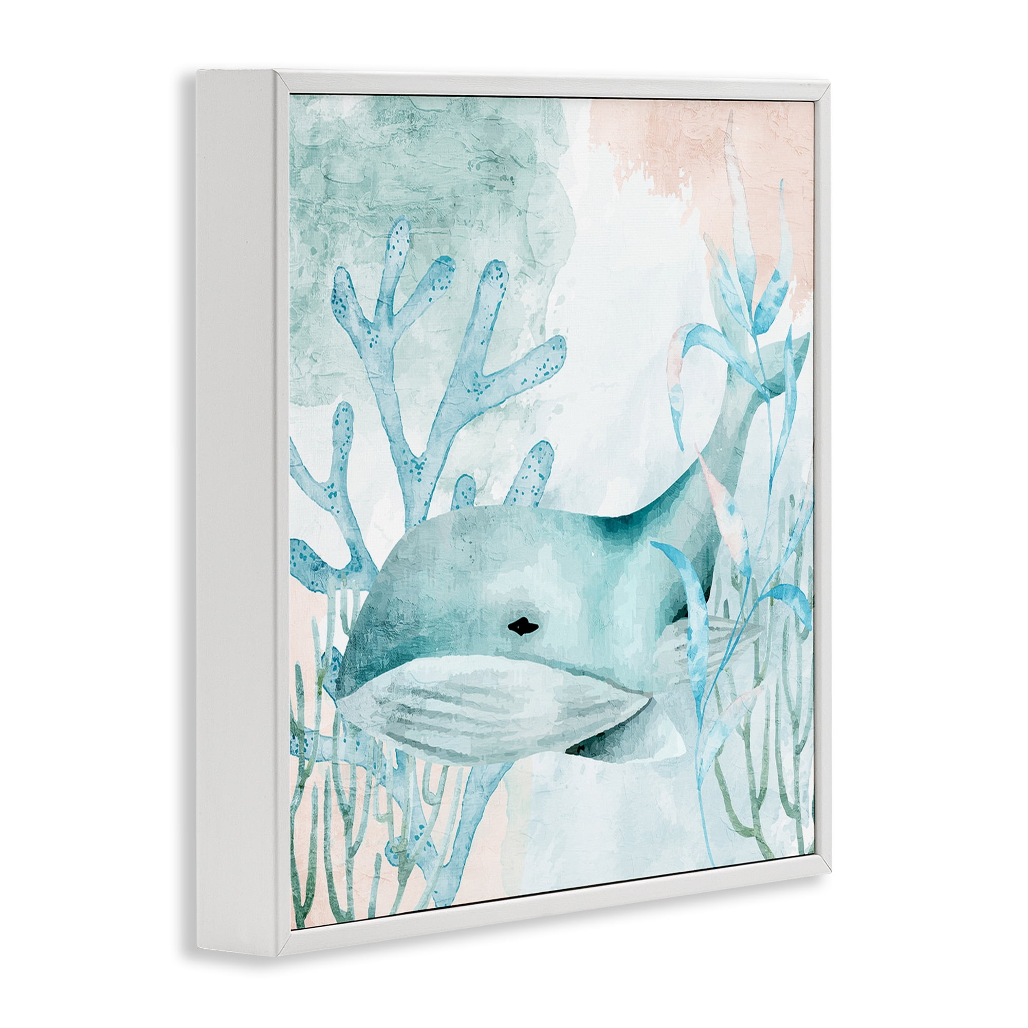Stupell Industries Whale Sea Swim White Framed Giclee Art, design by Kim Allen