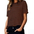 thumbnail image 3 of T Shirts Short Sleeve Tees for Women Fashion Striped Print Tops Trendy Lightweight Casual Summer Outfits Clothes 2025, 3 of 6