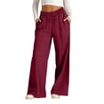 thumbnail image 2 of Kelon Women's Linen Wide Leg Pants High Waisted with Pockets Elastic Waist Loose Fit for Summer Beach Vacation Lounge, 2 of 9