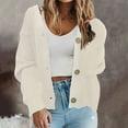 thumbnail image 2 of VISALY Cropped Cardigan Chunky Cardigan Sweaters Women's Chunky Cardigans Sweaters Open Front Long Sleeve Cute Knit Button Loose Short Cozy Outerwear Fall Coat Trendy Sweaters Spring Sweater White M, 2 of 4