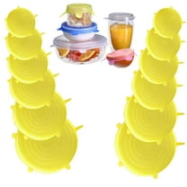 Silicone Stretch Lids for Food Storage in Fridge, Reusable Elastic Bowl Covers for Cup, Cans, Jars, Round & Rectangle Container, Food Grade Silicone Microwave Food Cover, Heat-Resistant, 6PCS