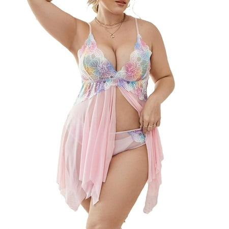 

Floral Print Babydolls Multicolor Plus Size Sexy Lingerie (Women s)
