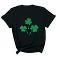 thumbnail image 1 of Besolor T-Shirts de la Saint-Patrick pour Femmes, Imprimé Trèfle, Manches Courtes, Col Rond Décontracté, Été, Graphiques, 1 of 7