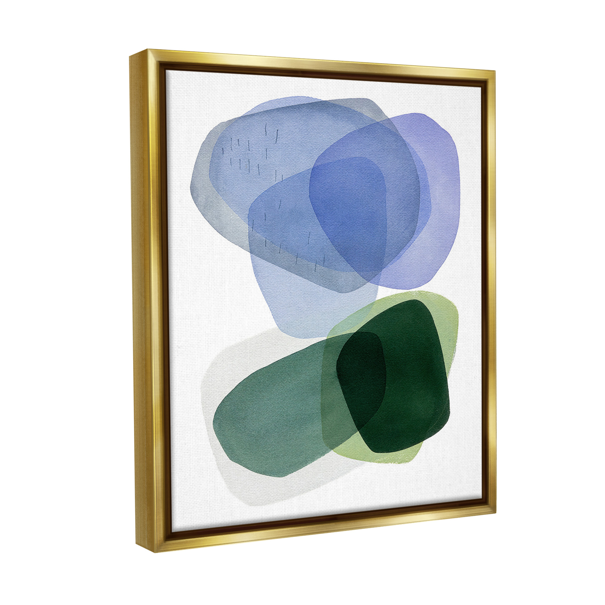 Stupell Industries Minimalist Opaque Shapes Abstract Painting Gold Floater Framed Canvas Art Print Wall Art, 25 x 31