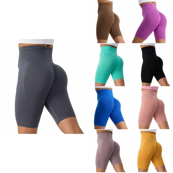 Antinious Women High Waist Solid Yoga Half Shorts Pants with Lift Support