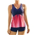 thumbnail image 2 of CALAFEBILA Two Piece Women's Swimwear Tankini Modest Summer Patchwork Tie Dye Bathing Suits, 2 of 6