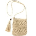 thumbnail image 2 of Straw Bags For Women, Summer Beach Straw Bags Mini Straw Handbags With Zipper Weave Handmade Crossbody Bag Shoulder Purse, Beige, 2 of 8