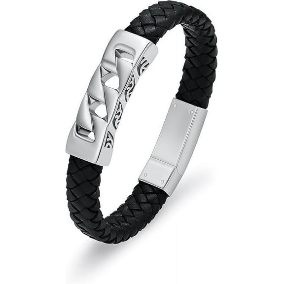 Genuine Leather Urn Bracelet for Ashes for Men Women Stainless Steel Cuban Link Urn Bracelet for Human / Pet Memorial Keepsake Leather Urn Bracelet