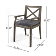 thumbnail image 3 of Tcbosik 2 Pieces Outdoor Dining Chairs with Cushions, Wooden Armchair for Deck, Yard, Porch, Patio, Grey, 3 of 11
