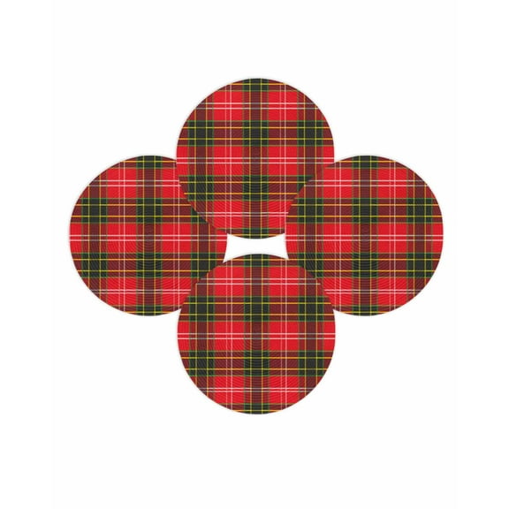 Christmas Round Placemats Set of 4 Red Green Buffalo Plaid Place Mats Washable Woven Placemat Vintage Check Circle Braided Table Mat for Kitchen Dining Table Party Home Decor 15 Inch