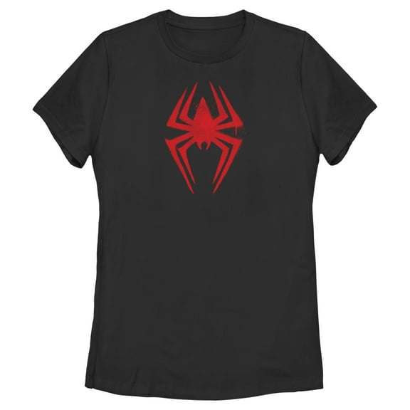 Women's Spider-Man: Across the Spider-Verse Spray Paint Spider Logo  Graphic Tee Black Large