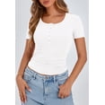 thumbnail image 3 of Camiseta PRETTYGARDEN 2025 Ajuste Slim con Cuello Henley acanalado Blanca S, 3 of 8