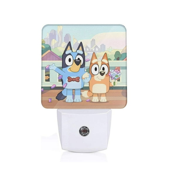 Silaia Bluey Print LED Dimmable Night Light, Plug in Night Light with Dusk to Dawn Sensor,Efficient Decor Desk Lamp,Bright Mini Wall Night Light for Kids Room, Stairway-US