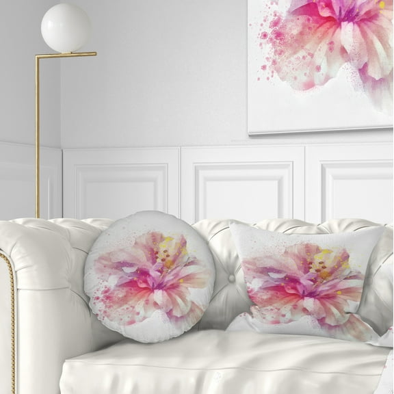 Designart Beautiful Pink Flower Watercolor - Floral Throw Pillow - 12x20