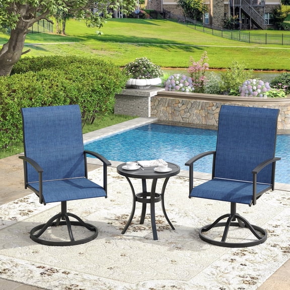 Vicllax 3-Pcs Round Outdoor Patio Dining Set Table and Chair Modern Style Metal, with Umbrella Hole