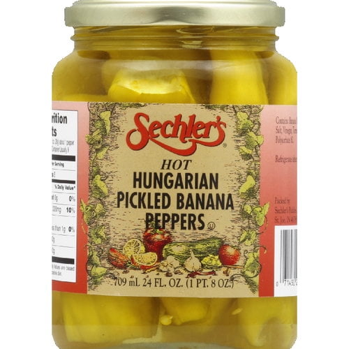 Sechler's Hungarian Pickled Hot Banana Peppers, 24 oz (Pack of 6