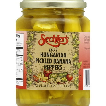 Sechler's Hungarian Pickled Hot Banana Peppers, 24 oz (Pack of
