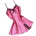 thumbnail image 2 of ylioge Silk Nightgowns for Women Lightweight Satin Sleepshirts Spaghetti Strap V Neck Solid Side Slit Loungewear Mini Pajama Dresses, 2 of 3