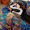 thumbnail image 4 of Feelyou Boho Floral Owl Animal Comforter Set 7pcs, Stars Starry Sky Full Bedding Set, 4 of 8