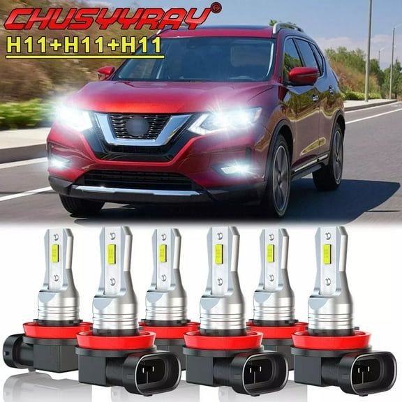 For Nissan Rogue 2014 2015 2016 2017 2018-2020 H11 LED Headlight Hi-Lo Beam Fog Light Blubs Kit White 6x