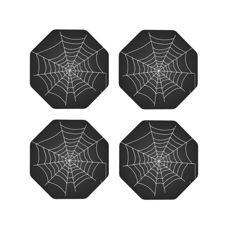 

Tideii A Web With A Spider for Leather Coasters 4 Pieces Anti-fouling and Anti-scalding Decorative Coasters Suitable for Restaurants Kitchens Coffee Shops-Octagon
