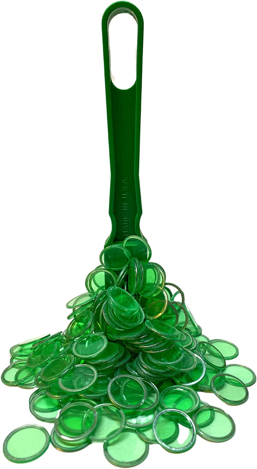 MR CHIPS Made in USA Bingo Wand & ¾ Inch Green Plastic Chips