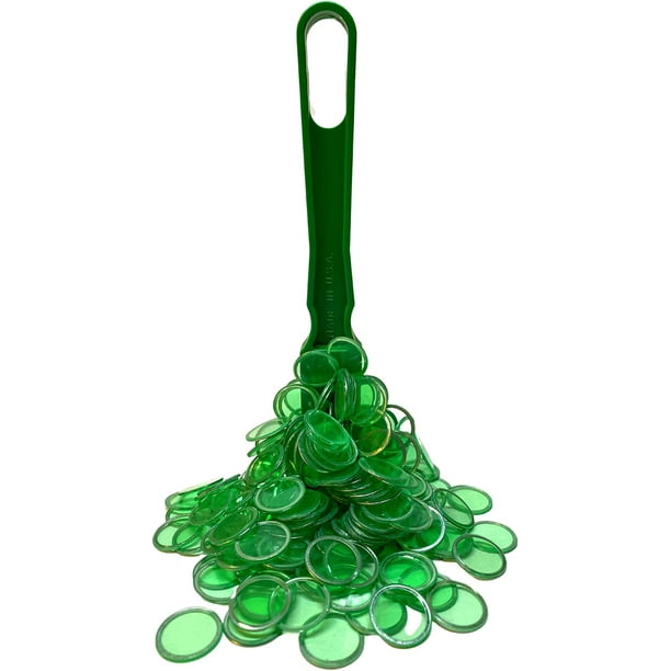 MR CHIPS Made in USA Bingo Wand & ¾ Inch Green Plastic Chips