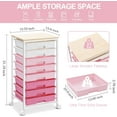 thumbnail image 5 of Rolling Storage Cart with 8 Drawers and Wooden Tabletop, Utility Cart for Living Room, Classroom, Bedroom, Bathroom, Dorm, Office, Rose Pink, 5 of 17