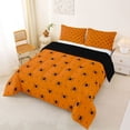 thumbnail image 2 of Homewish Simple Halloween Spider Full Size Comforter Sets,Tiny Bug Print Bedding Comforter Set,Orange Black,Black Reversible,3 Pieces,1 Comforter and 2 Pillowcases, 2 of 7