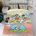 thumbnail image 4 of Bebés Looney Tunes Conjunto de sábanas temático, trío de piezas, cómodo y amigable con la piel, diseño único, regalo de decoración para el hogar para familiares, amigos y fans,173cm *218cm, 4 of 6