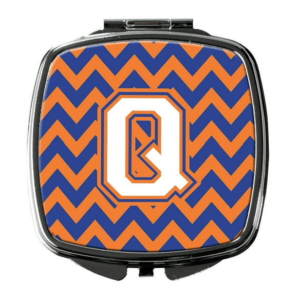 Letter Q Chevron Blue and Orange 3 Compact Mirror CJ1060-QSCM
