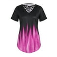 thumbnail image 4 of DYMADE Womens Gradient Short Sleeve Blouse Criss Cross V Neck T Shirt Tops, 4 of 5
