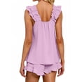 thumbnail image 5 of UVN Summer Pajamas for Women 2 Piece Ruffle Tank Tops and Short Pants Sleepwear Lounge Pajama Sets, 5 of 10