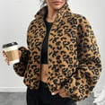 thumbnail image 5 of Tbopshirt Womens Fleece Jackets Coats Clearance,Fleece Cardigans for Women,Casual Trend Leopard Print Short Plush Jacket,Fuzzy Fleece Cardigan Jackets Women, 5 of 6