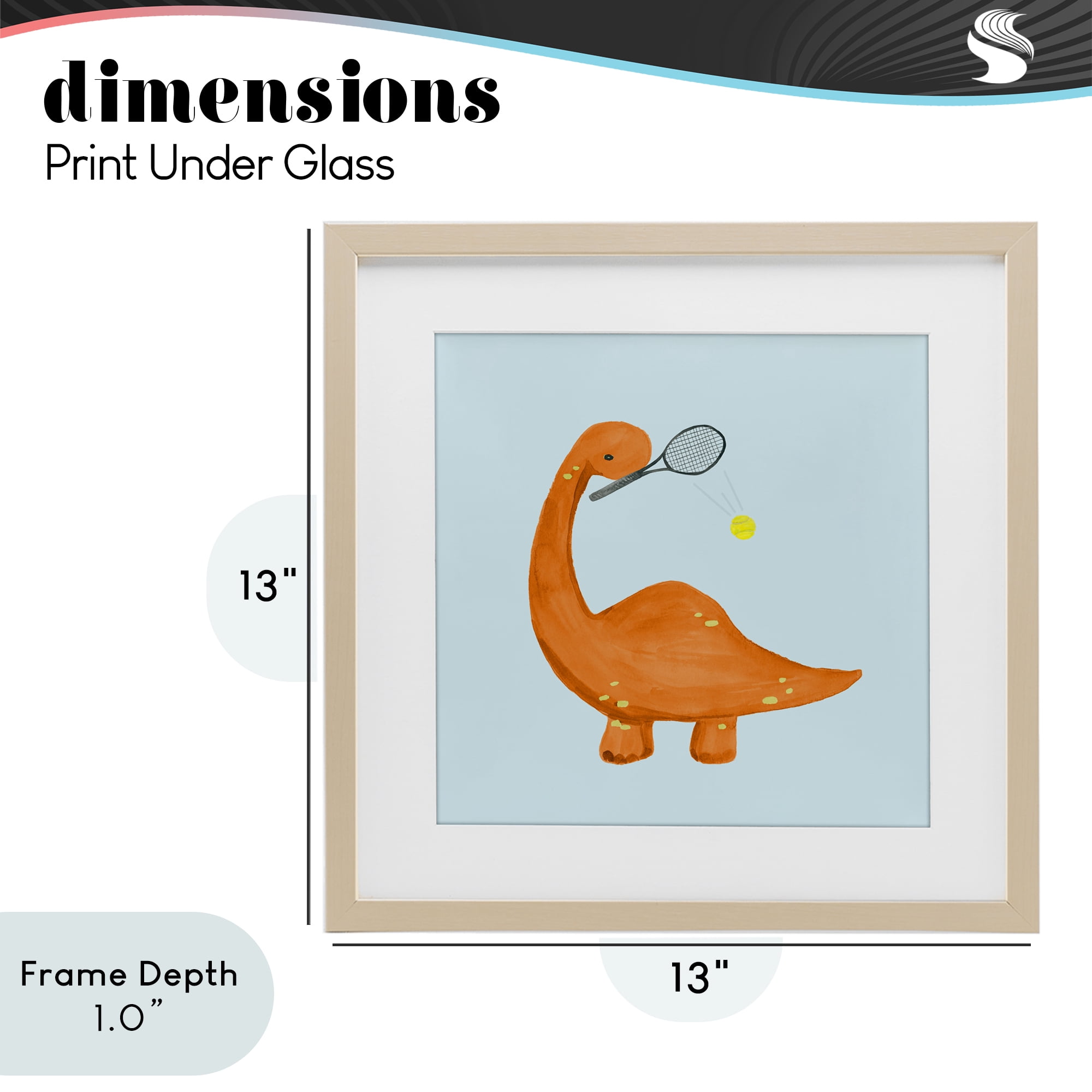 Stupell Industries Baby Dino Playing Tennis Birch Framed Print Under Glass, design by Lucille Price