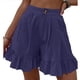 thumbnail image 3 of Pantalones cortos de verano para mujer con cierre de botones, dobladillo con volantes, piernas anchas, pantalones cortos casuales para uso diario, 3 of 6
