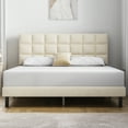 thumbnail image 1 of Full Bed Frame, Full Size Platform Bed With Fabric Upholstered Headboard, Beige, 1 of 6