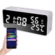 thumbnail image 1 of Reloj despertador para dormitorio, 5 alarmas, pantalla LED, espejo, reloj de escritorio con cuenta atrás, modo 12/24 h, fecha electrónica, temperatura, humedad, atenuador de brillo automático, volumen, 1 of 8