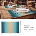 thumbnail image 3 of Placemats Set of 8, Turquoise Ombre Woven Placemat, Linen Place Mats for Kitchen/Dining Tables, Modern Yellow Gradient Farmhouse Art Washable Table Mats for Party, 3 of 8