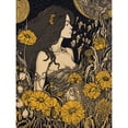 thumbnail image 1 of Woman in Flower Field Midsummer Night Illustration Large Wall Art Poster Print Thick Paper 18X24 Inch, 1 of 5