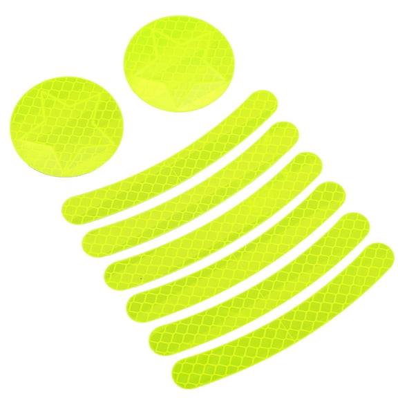 8pcs Universal Reflective Stickers for Helmet Adhesive Tape Reflector for Bicycle Motorcycle Car Fluorescent Yellow