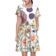 thumbnail image 1 of Bixox Robe d'Été à Manches Courtes pour Femmes Robe Ample Longueur Genou avec Poches-Jardin d'Automne, 1 of 7