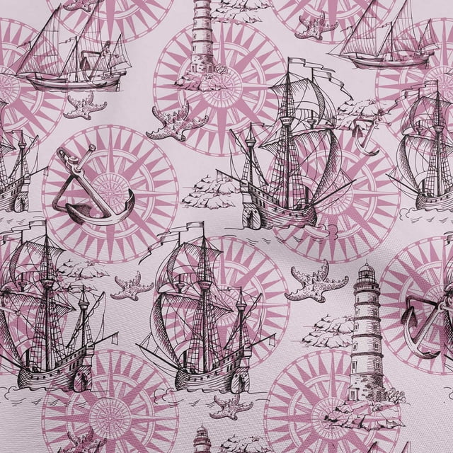 oneOone Viscose Chiffon Purple Fabric Nautical Prints Craft Projects Decor Fabric Printed By The Yard 42 Inch Wide
