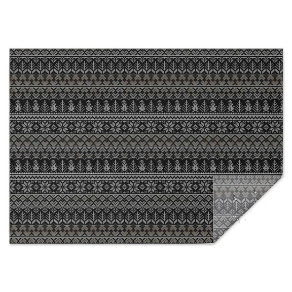 Black Christmas Folk Pattern Rectangle Tablecloth 60"x84",Waterproof Polyester Rectangle Table Cloth, Wipeable Spillproof Polyester Tablecloth for Dining, Camping, Indoor and Outdoor