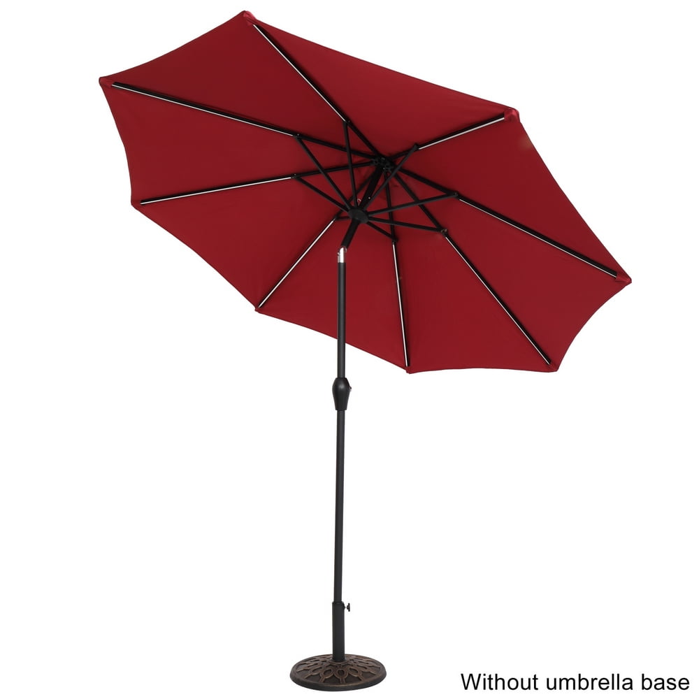 Kepooman 9FT Round Patio Umbrella, Outdoor Market Table Umbrella with Strip Light for Garden, Lawn, Backyard & Pool, Without Base, Wine Red Kepooman 9FT Round Patio Umbrella, Outdoor Market Table Umbrella with Strip Light for Garden, Lawn, Backyard & Pool, Without Base, Wine Red